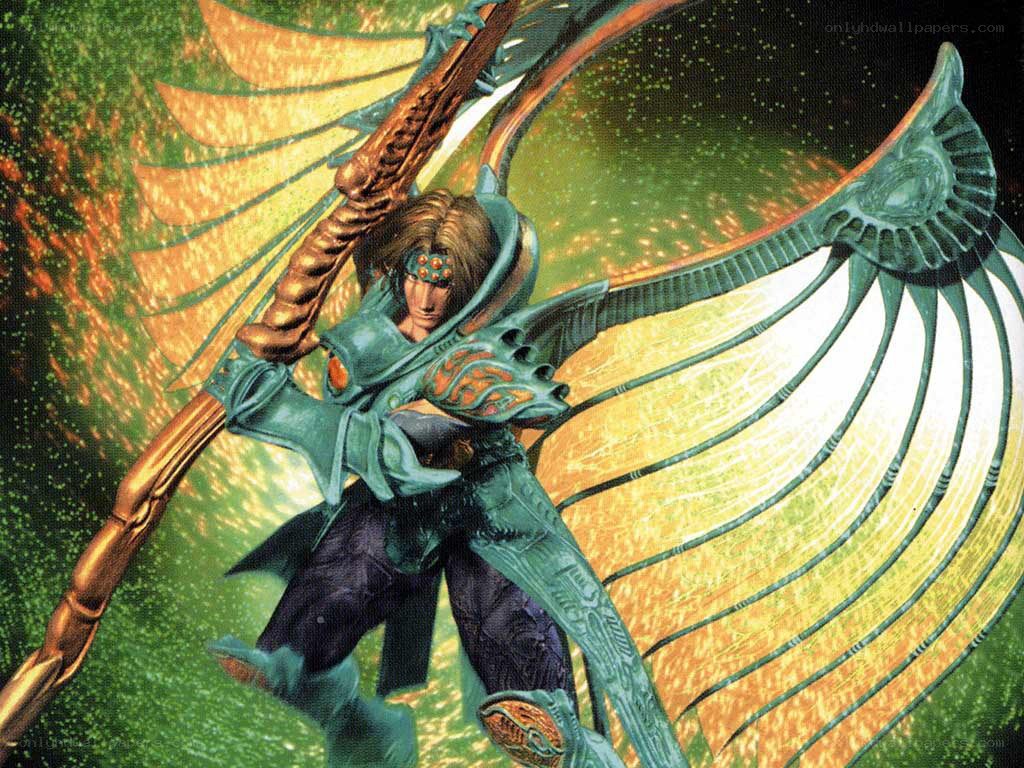 angelic warrior with wings
