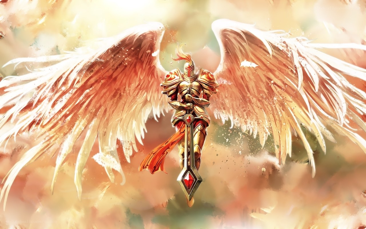 angelic warrior with wings