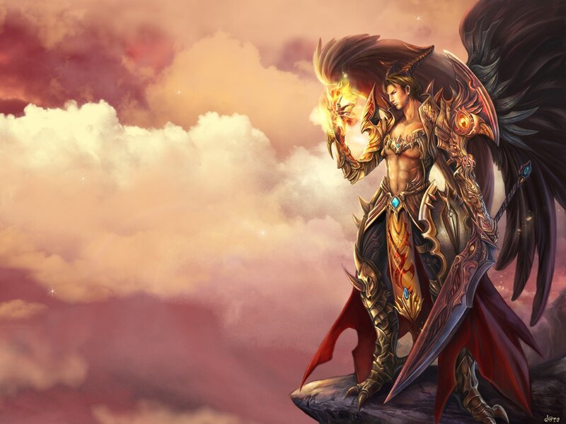 angelic warrior with wings