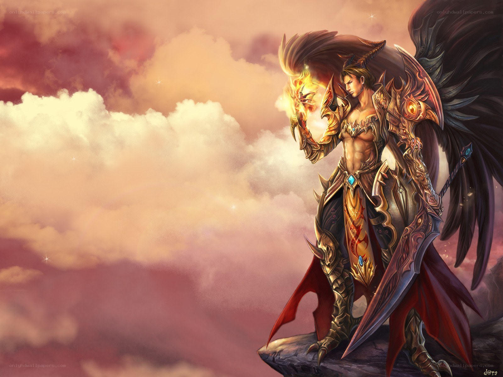 angelic warrior with wings