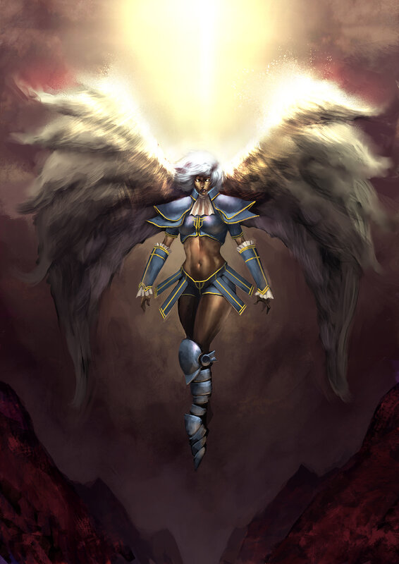 angelic warrior with wings