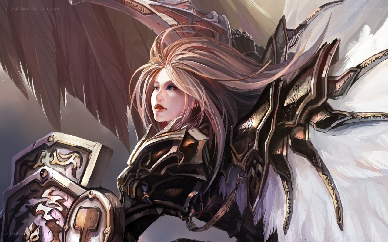 angelic warrior with wings