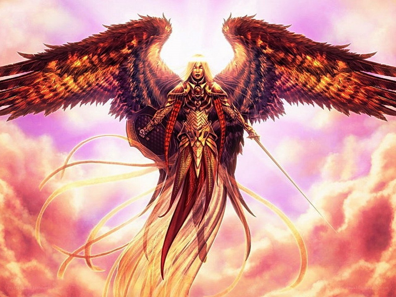 angelic warrior with wings