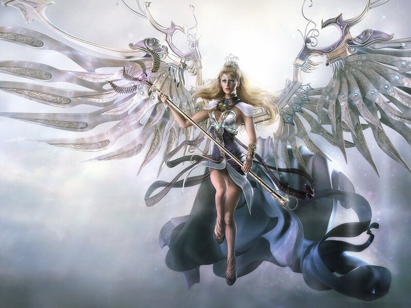 angelic warrior with wings