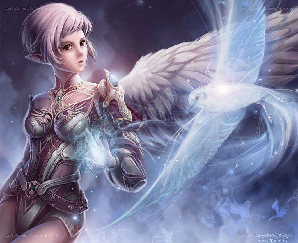 angelic warrior with wings