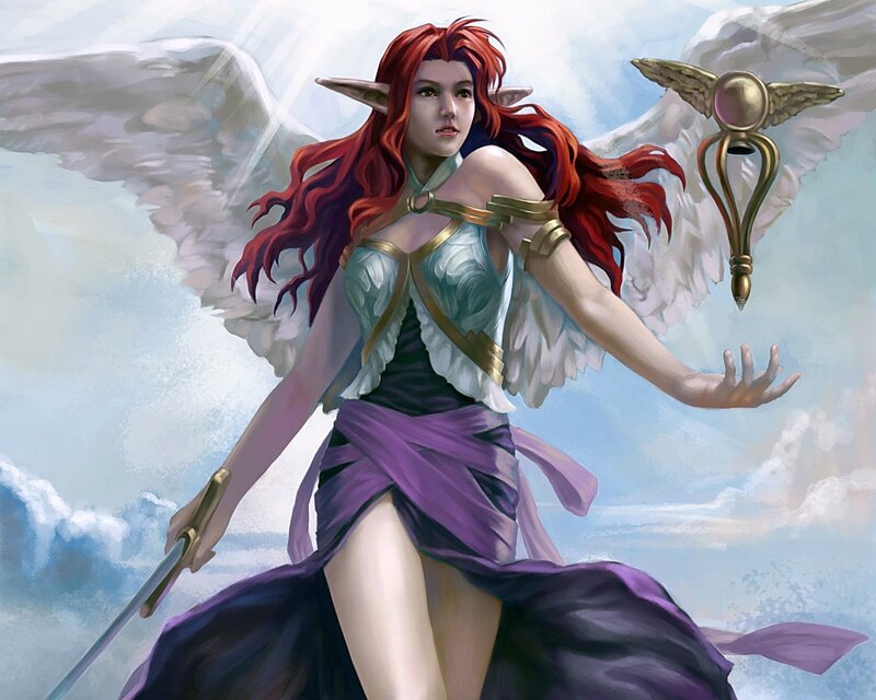 angelic warrior with wings