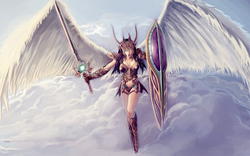 angelic warrior with wings