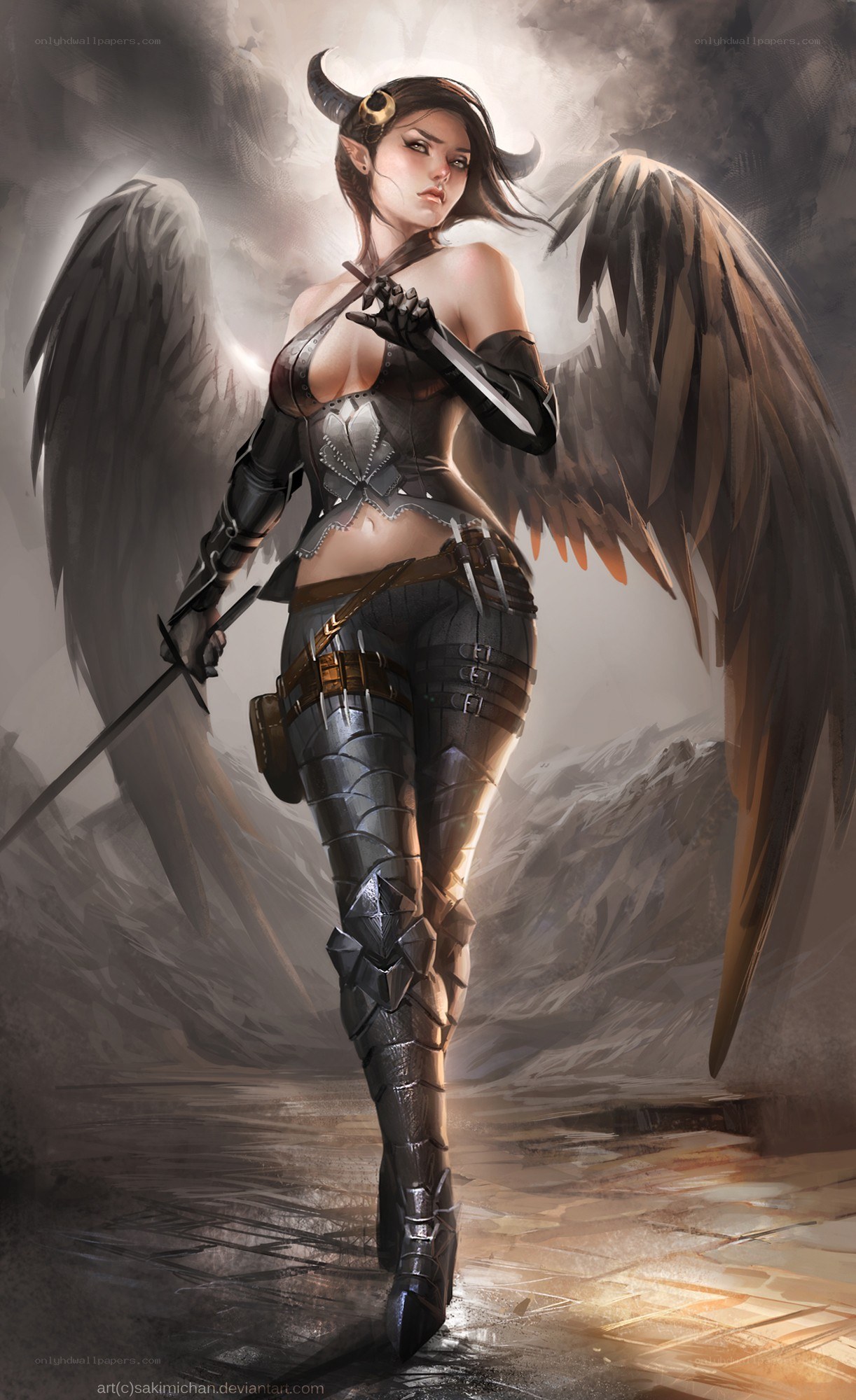 angelic warrior with wings