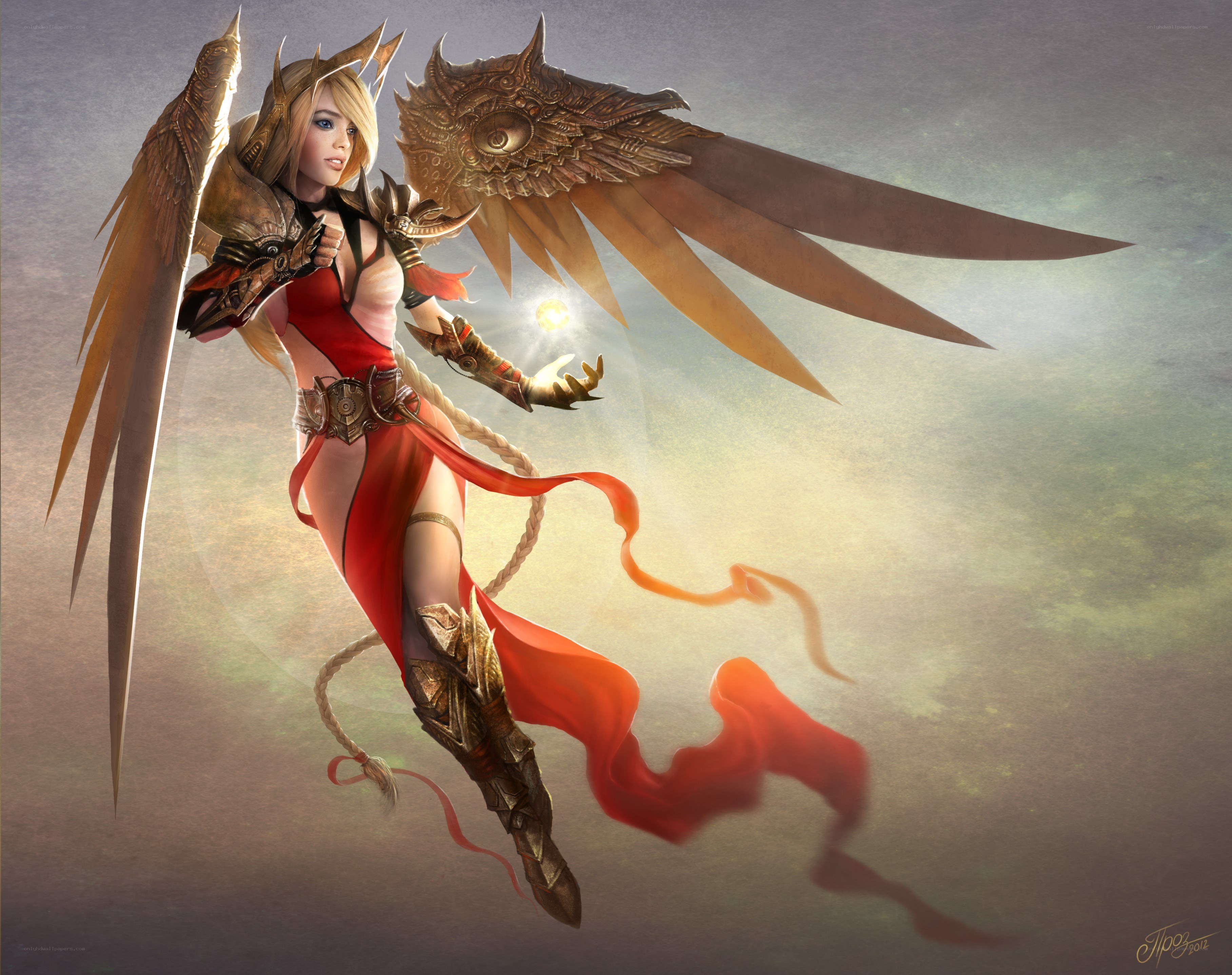 angelic warrior with wings