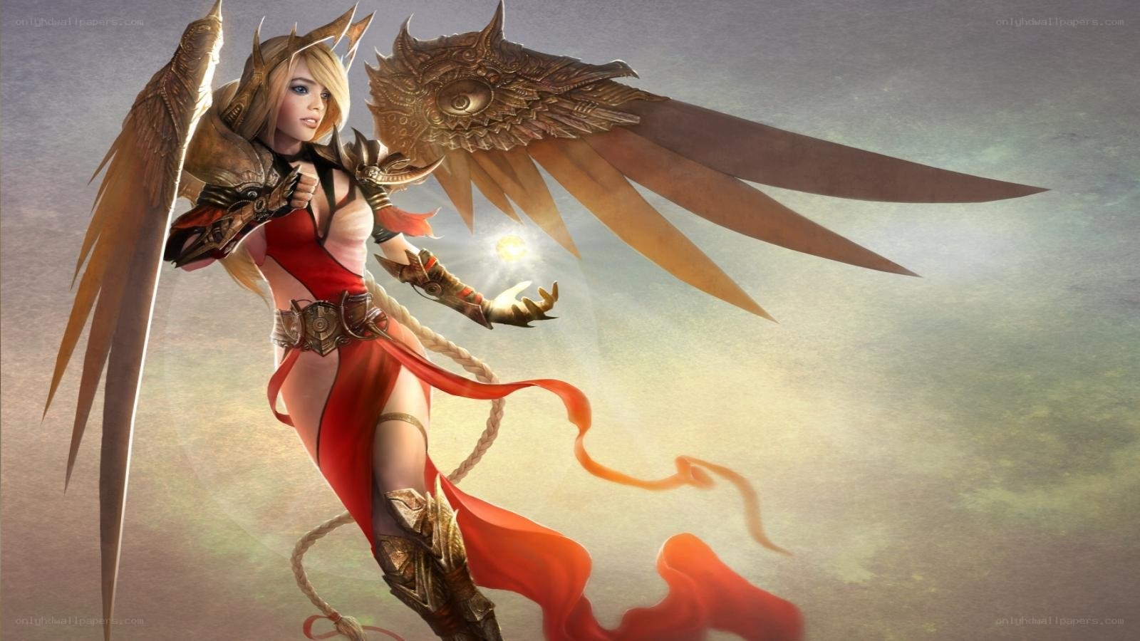 angelic warrior with wings