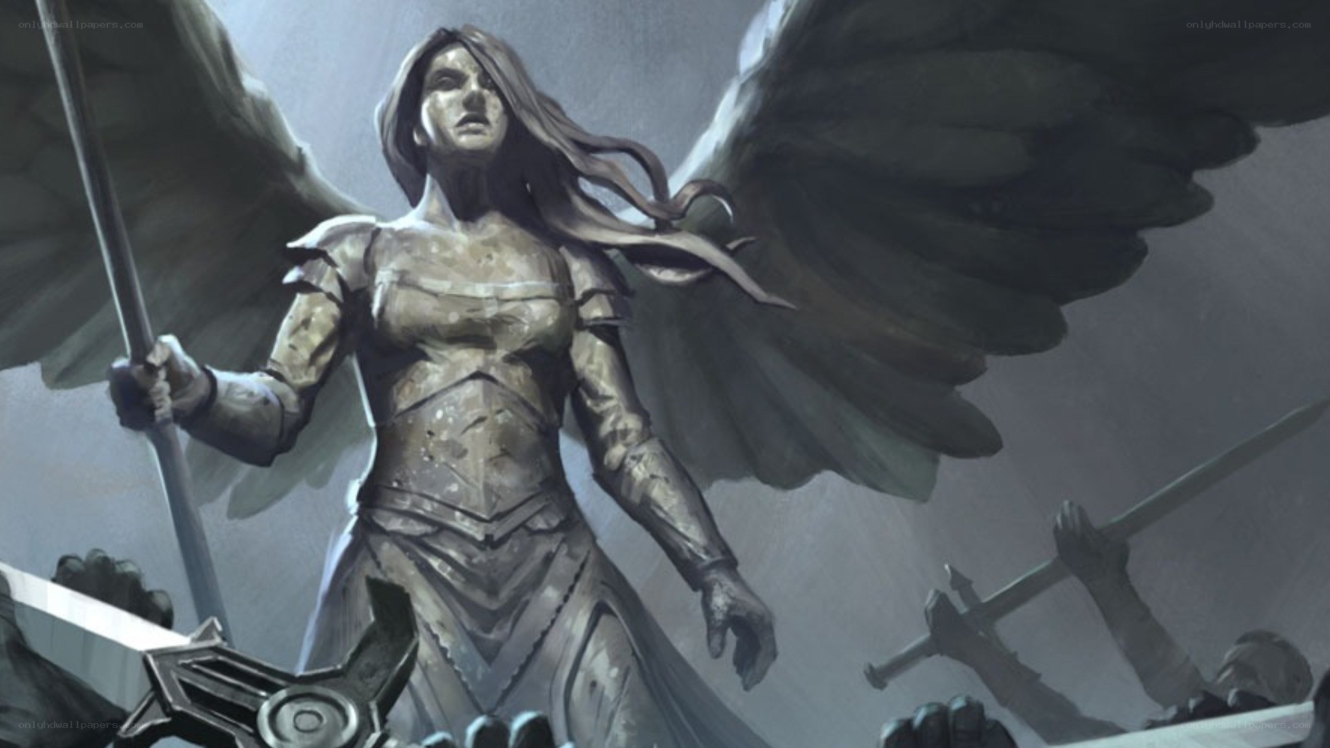 angelic warrior with wings