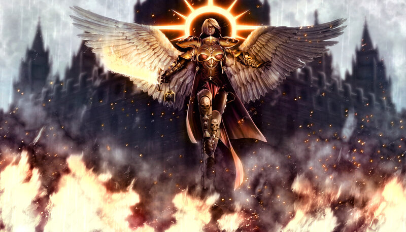 Angelic Warrior with Wings — Black