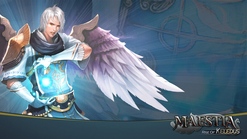 Angelic Warrior with Wings — Blue, Dramatic, Digital Art, Armor