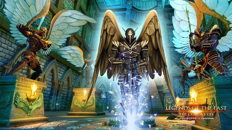 Angelic Warrior with Wings — Blue, Dramatic, Digital Art, Statues