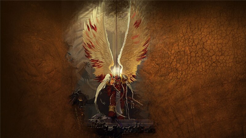 Angelic Warrior with Wings — Brown, Dramatic, Digital Art, Armor, Swords