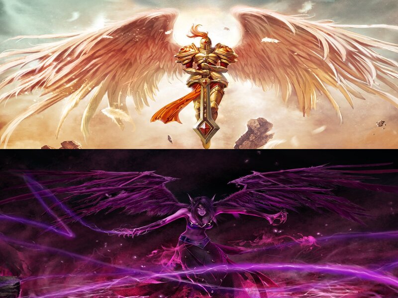 Angelic Warrior with Wings — Gold, Dramatic, Digital Art, Sword