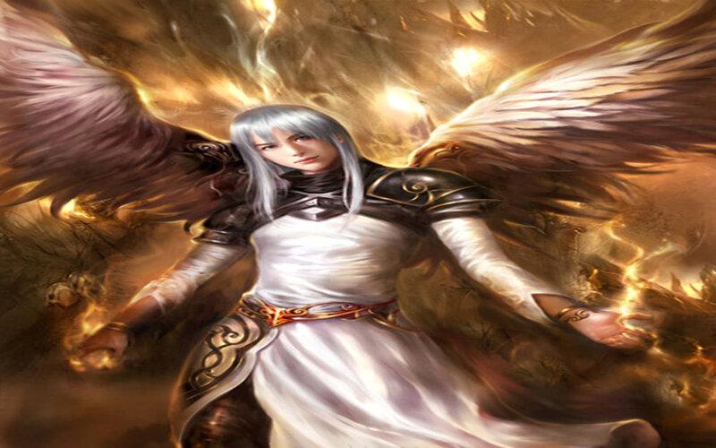 Angelic Warrior with Wings — Gold