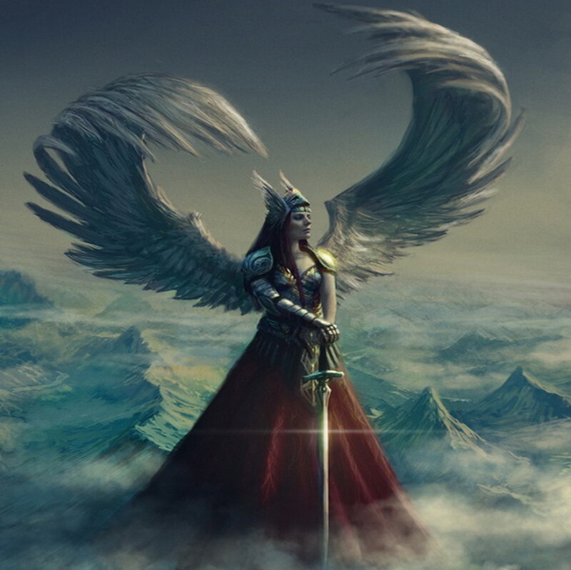 Angelic Warrior with Wings — Gray, Dramatic