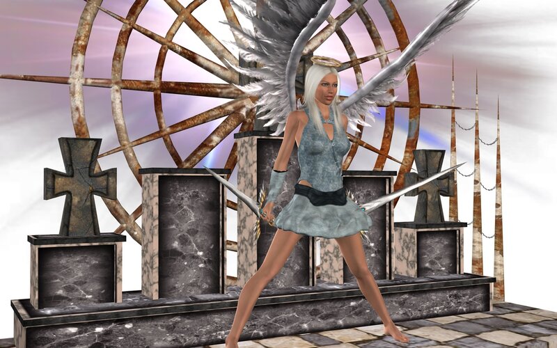 Angelic Warrior with Wings — Gray