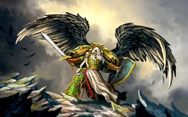 Angelic Warrior with Wings — Green