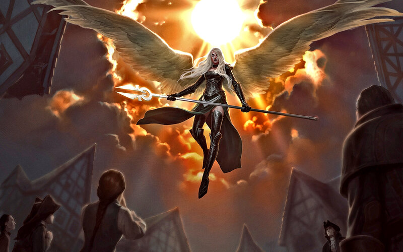 Angelic Warrior with Wings — Orange