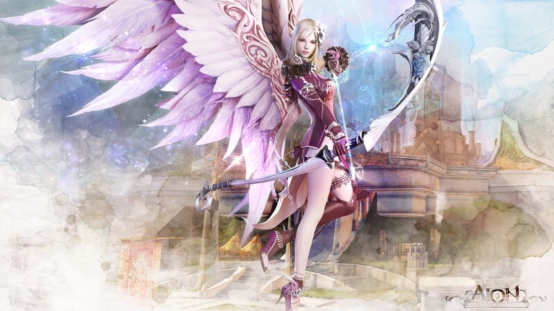 Angelic Warrior with Wings — Purple, Dramatic, Digital Art
