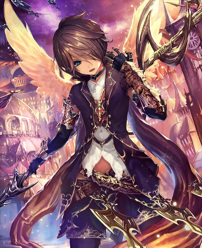 Angelic Warrior with Wings — Purple, Dramatic, Night, Anime