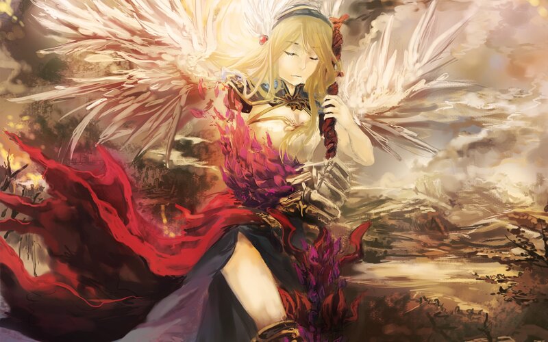 Angelic Warrior with Wings — Red