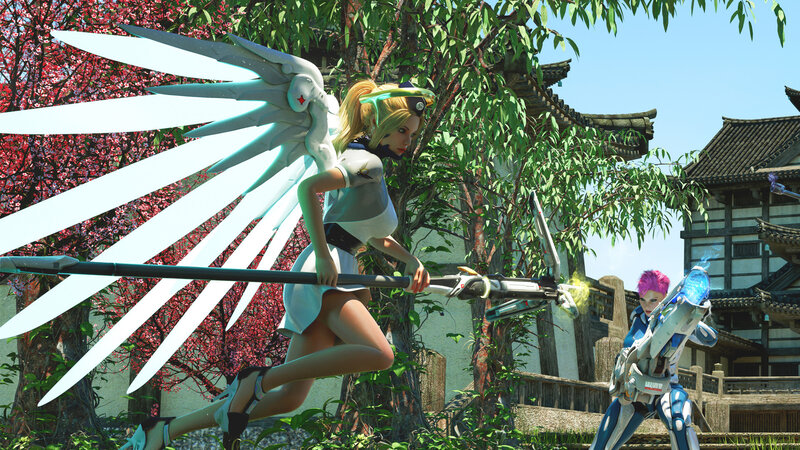 Angelic Warrior with Wings — White, Action