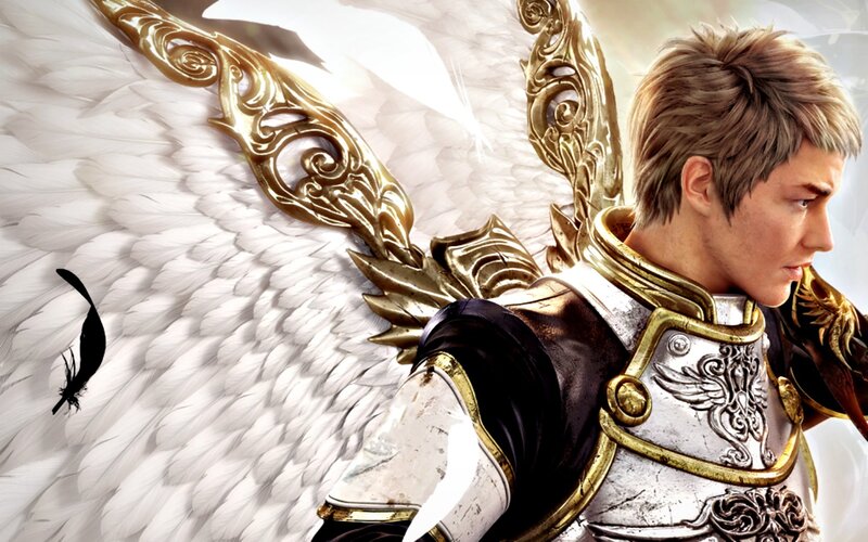 Angelic Warrior with Wings — White, Dramatic, Digital Art, Armor, Feather