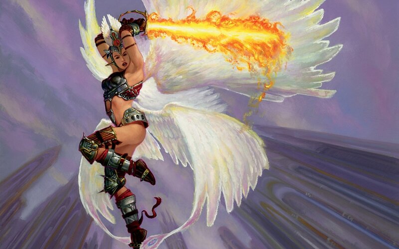 Angelic Warrior with Wings — White, Dramatic, Digital Art, Flame