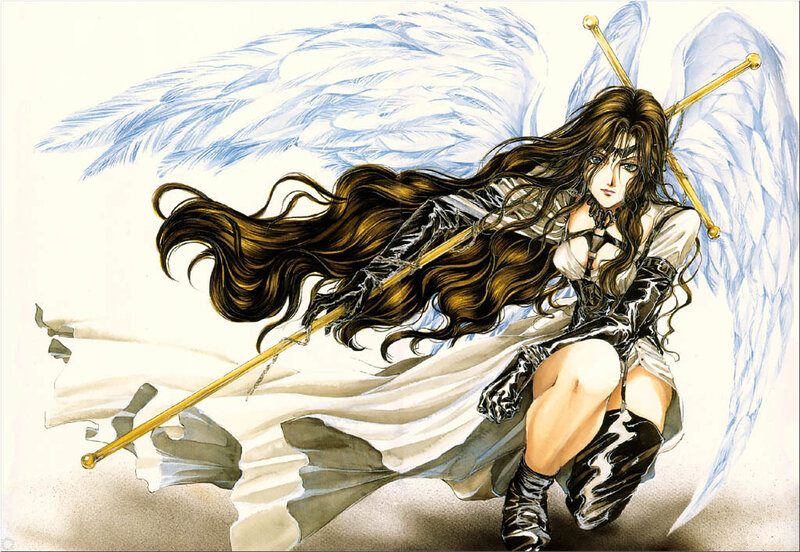 Angelic Warrior with Wings — White, Dramatic, Manga