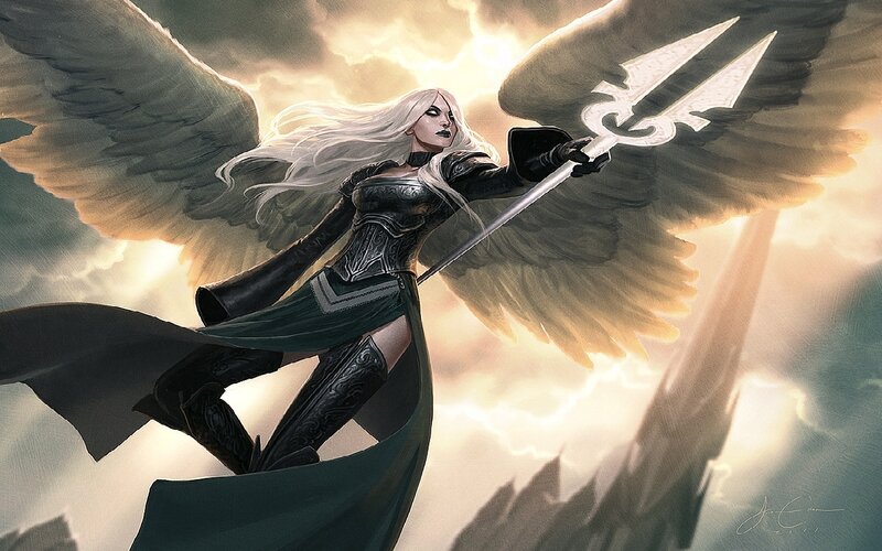 Angelic Warrior with Wings — White, Dramatic, Sunrise