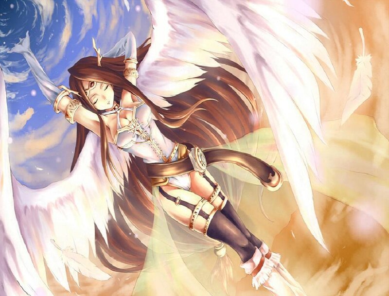 Angelic Warrior with Wings — White, Serene, Anime
