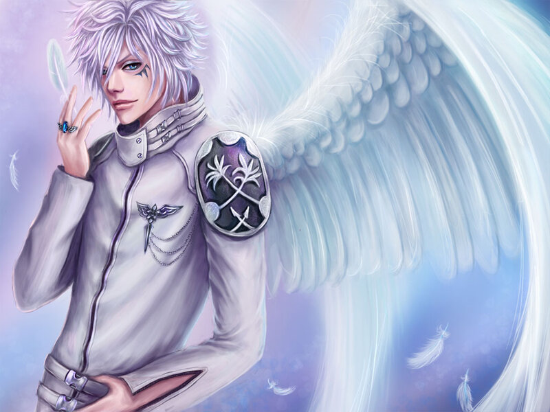 Angelic Warrior with Wings — White, Serene, Digital Art, Feathers