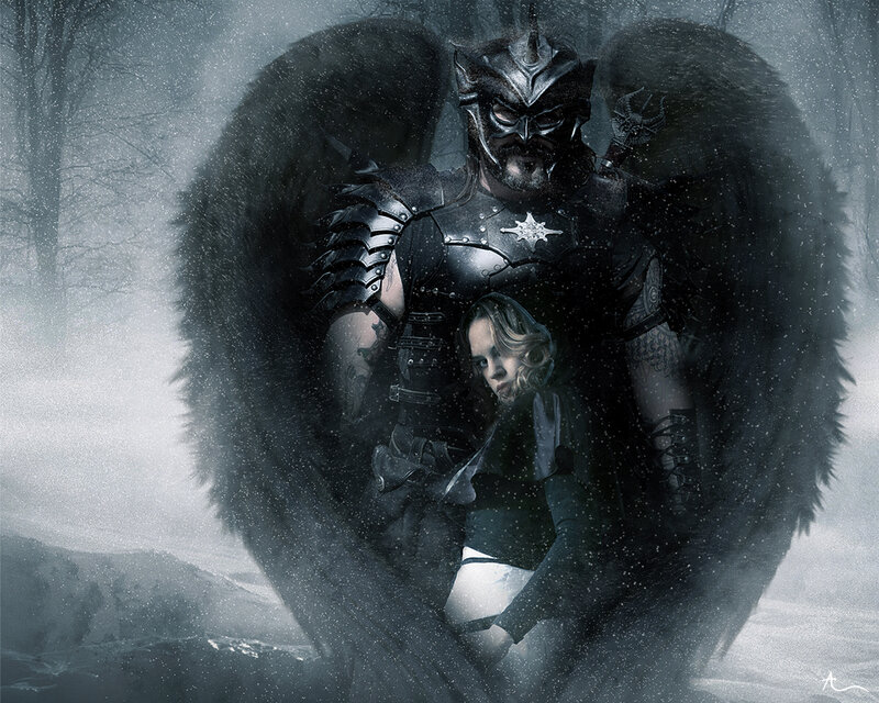 angelic warrior with woman