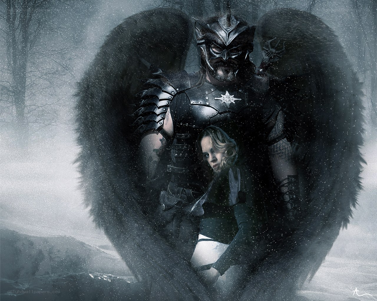 angelic warrior with woman
