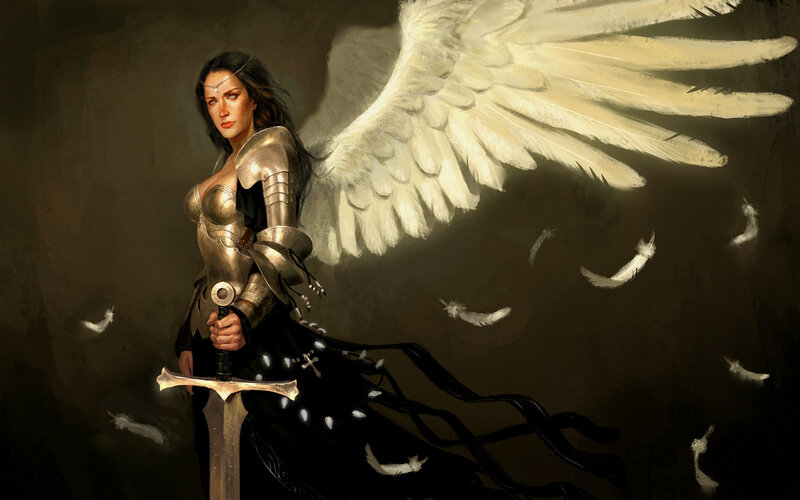 Angelic Warrior Woman — Black