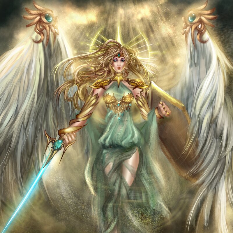 Angelic Warrior Woman — Green