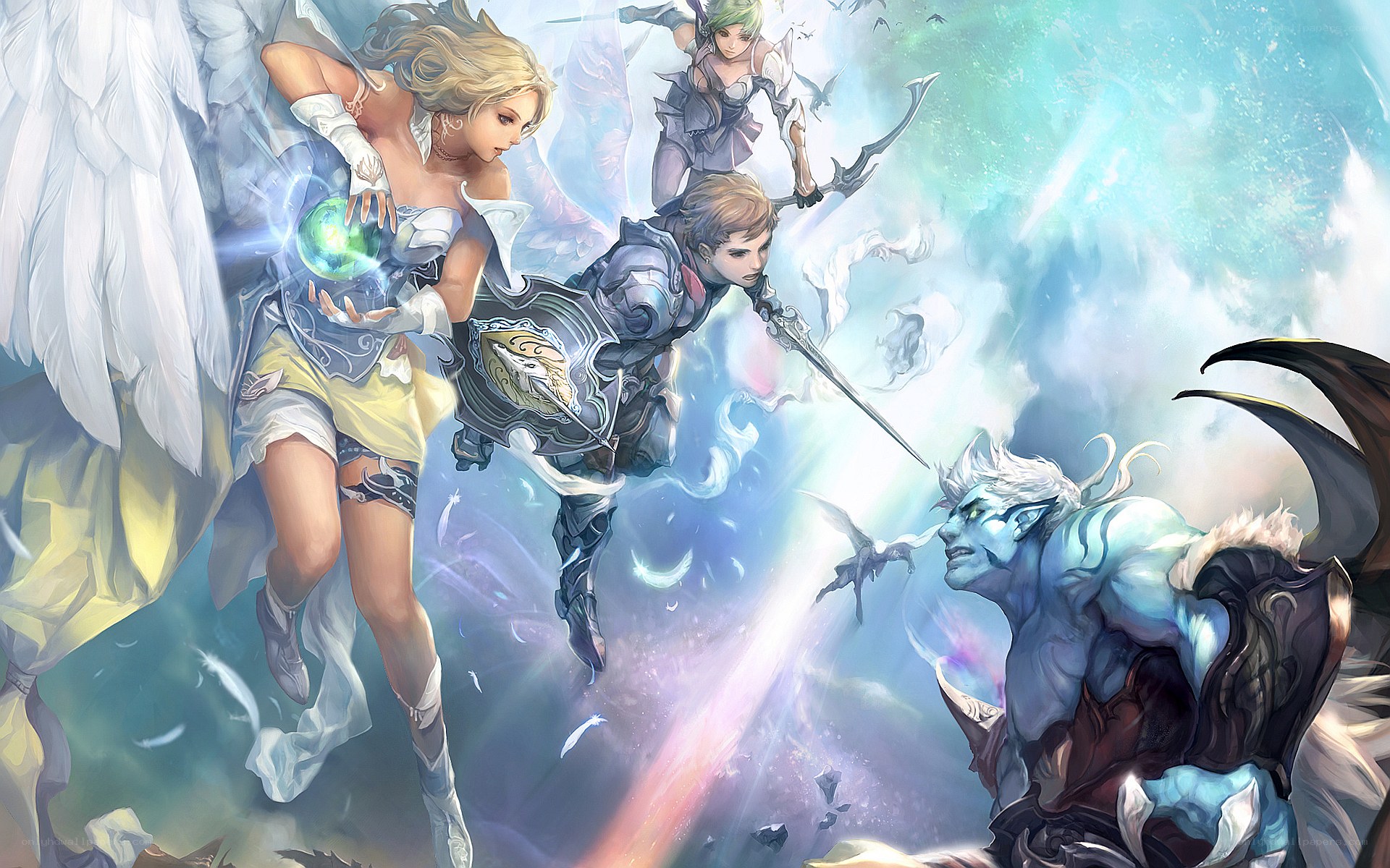 Angelic warriors in battle