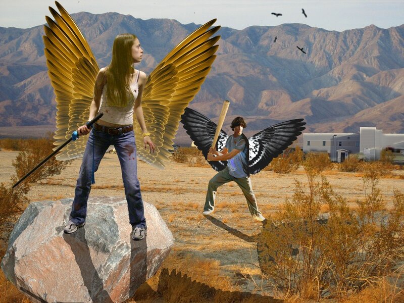 Angelic warriors in desert