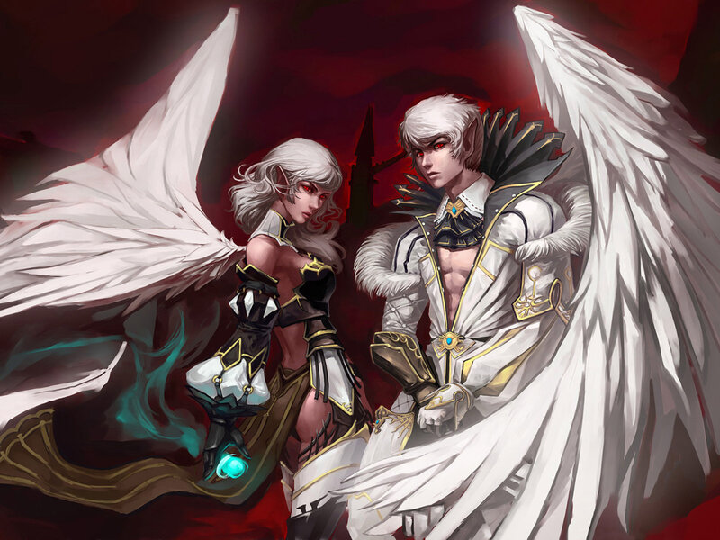 angelic warriors with white wings