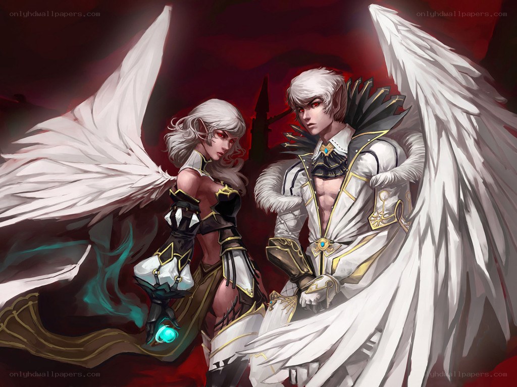 angelic warriors with white wings