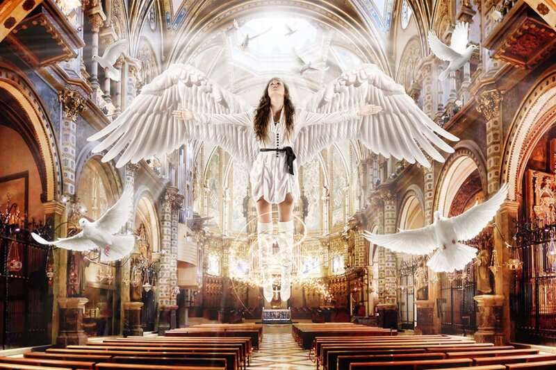 Angelic Woman in Cathedral