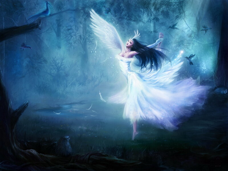 Angelic Woman in Forest — Blue, Ethereal