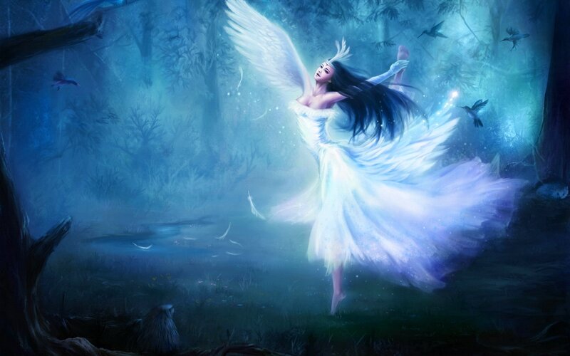 Angelic Woman in Forest — Blue