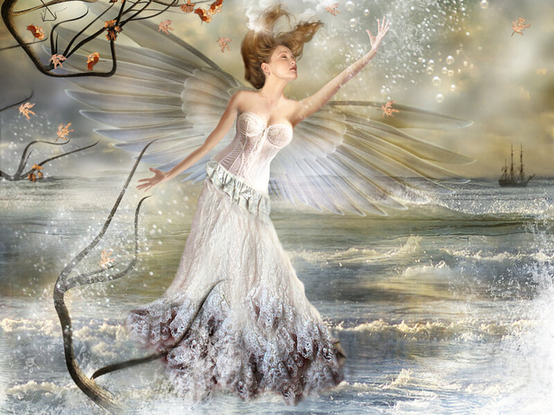Angelic Woman in Ocean