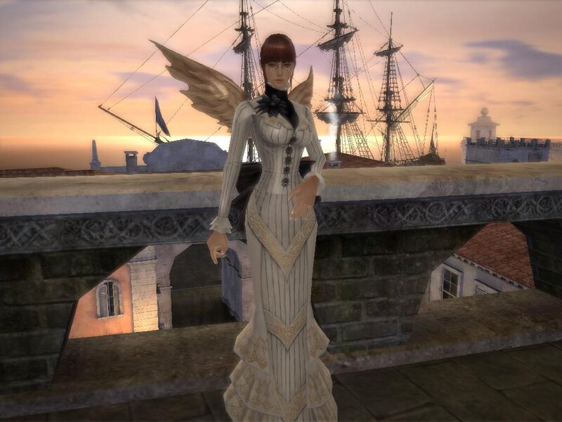 angelic woman on a ship deck