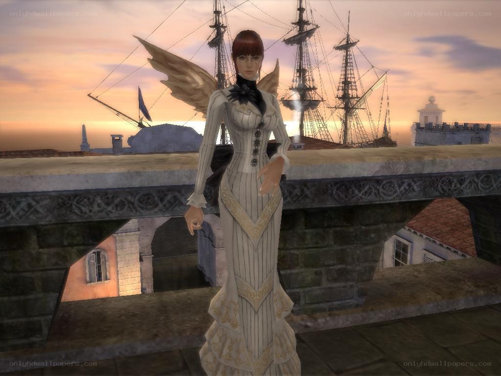 angelic woman on a ship deck