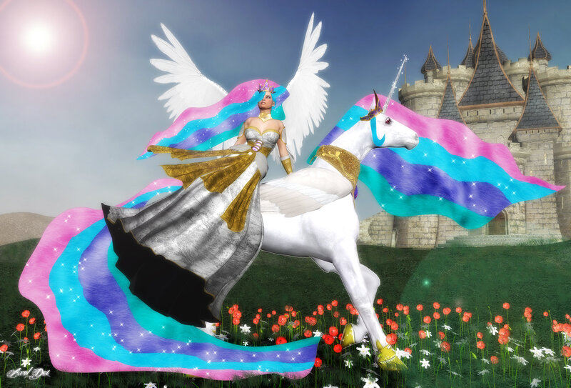 Angelic Woman on Unicorn